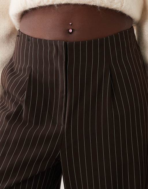 New Look pinstripe balloon trouser in dark brown, 4 of 5