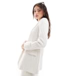 [New Look] New Look pinstripe linen blazer in white 10 WHITE