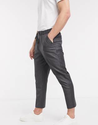 pinstripe smart jogger trousers