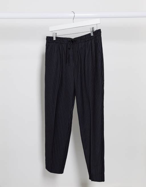 New Look pinstripe smart joggers in navy