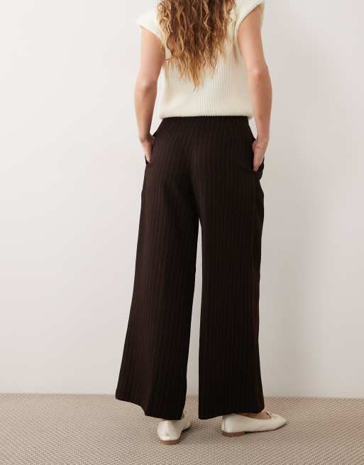 New Look pinstripe wide leg trouser co-ord in brown, 5 of 5