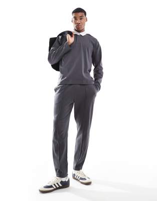 New Look pintuck jersey pants in dark grey (part of a set) - view 1