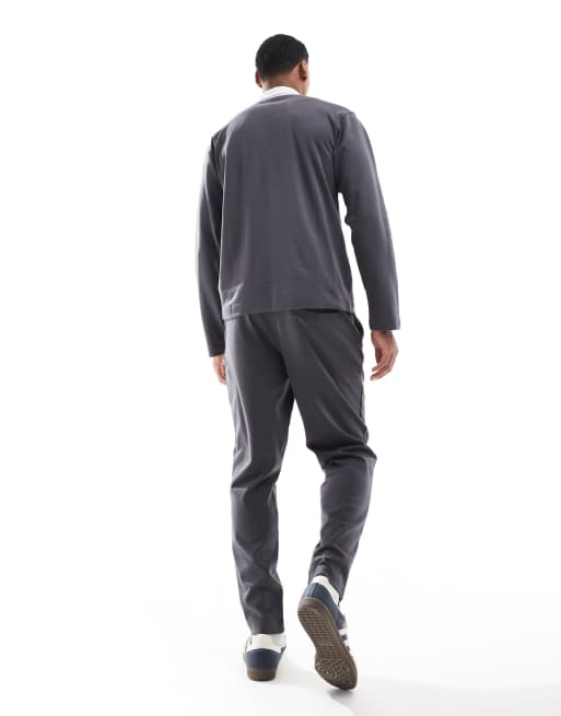 New Look pintuck jersey pants in dark grey (part of a set), 3 of 5