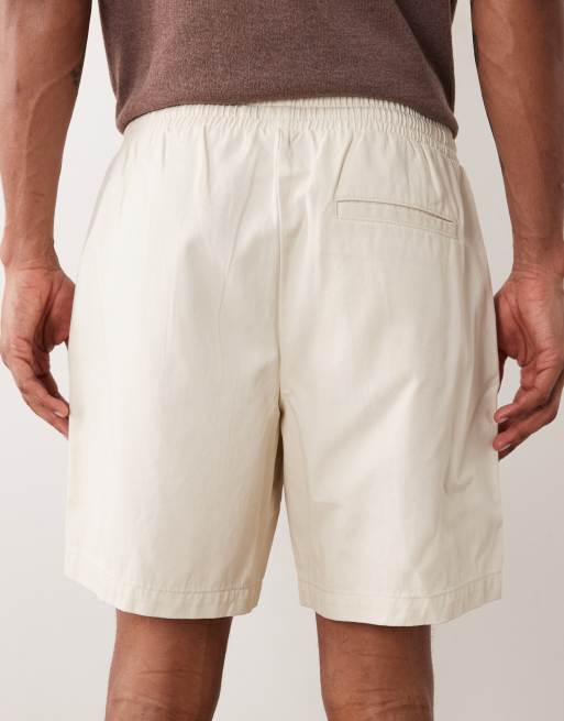 New Look pintuck tie waist shorts in cream, 4 of 5