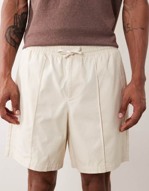 New Look pintuck tie waist shorts in cream, 5 of 5