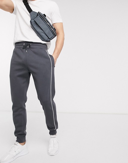 New Look piped seam jogger in grey