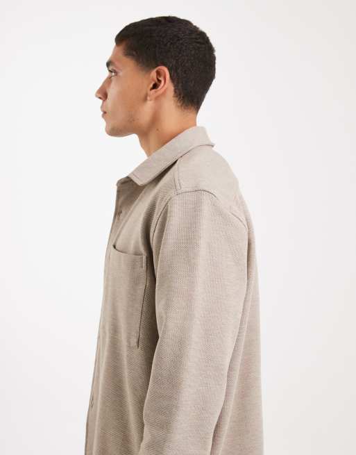 New Look - Piqué gebreid shacket in steenkleur, deel van co-ord set, 2 van 5
