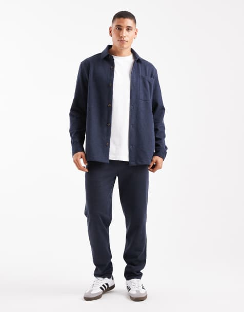 New Look pique knit shacket and pants set in navy - view 1
