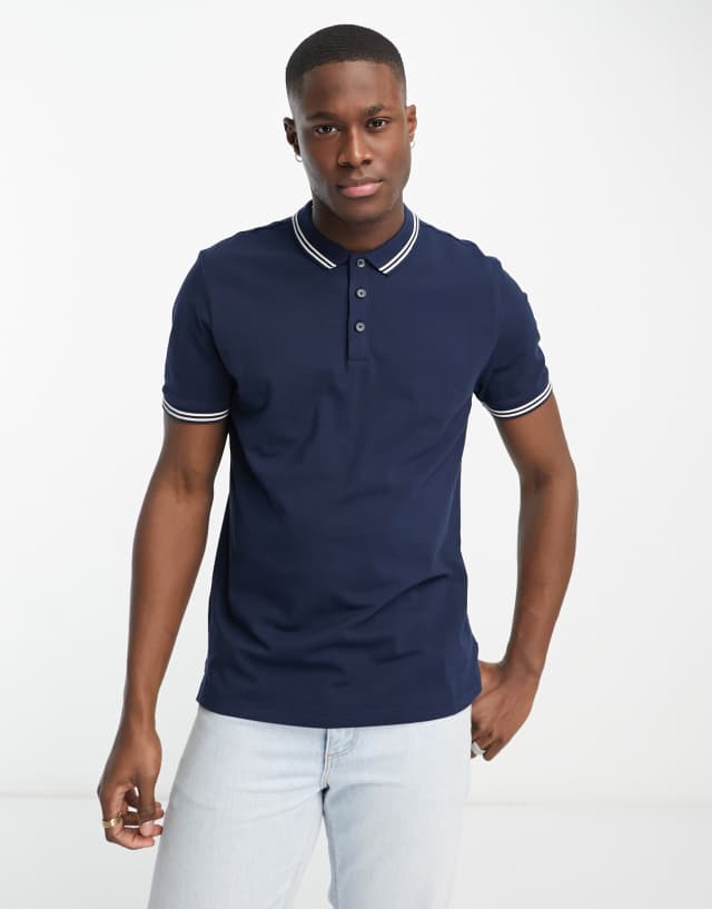 New Look pique polo shirt in navy