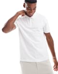 [New Look] New Look pique polo shirt in white 2XL WHITE