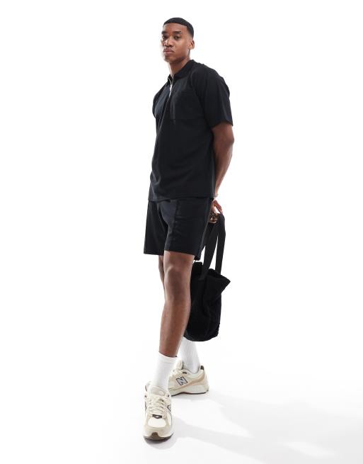 New Look pique shorts in black (part of a set)