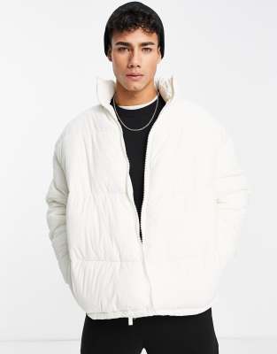 New Look funnel neck puffer jacket in ecru - ASOS Price Checker