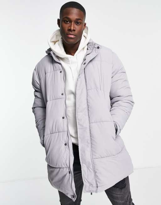 New Look - Piumino taglio lungo grigio