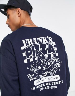 New Look pizza print sweatshirt in navy - ASOS Price Checker