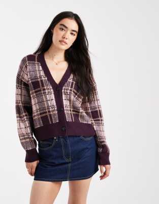 New Look Plaid Cardigan In Red