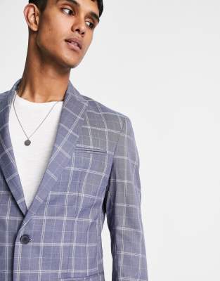 blue plaid suit jacket