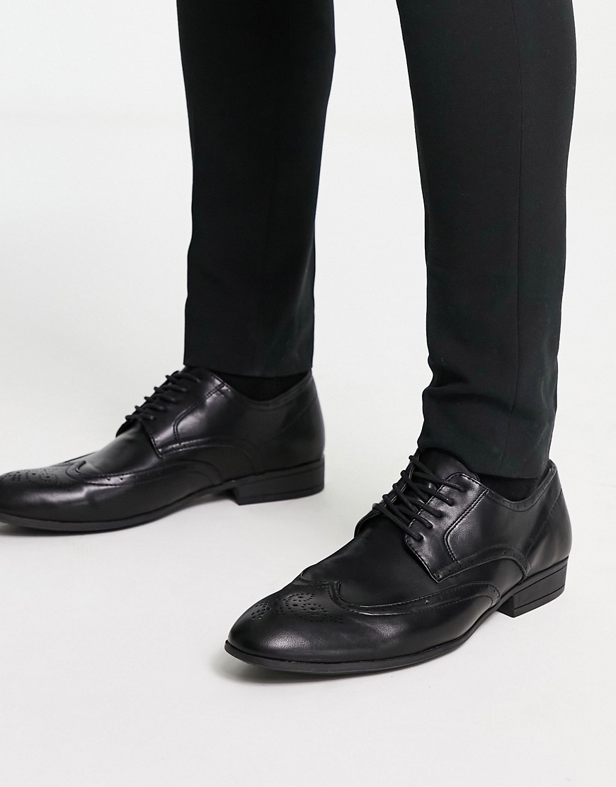 New Look Plain Formal Lace Up Brogues In Black