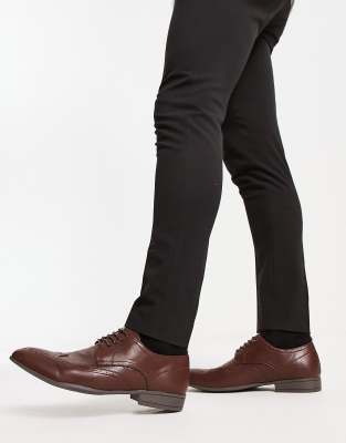 New Look plain brogues in dark brown - ASOS Price Checker