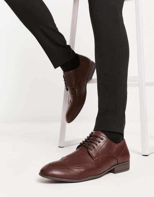 New Look plain brogues in dark brown ASOS