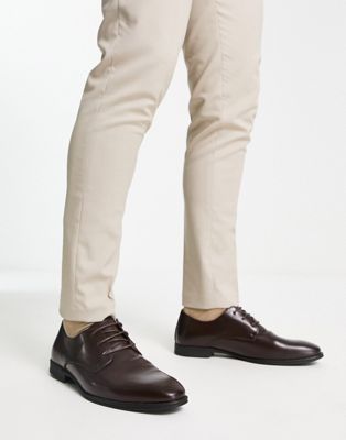New Look plain formal lace up brogues in dark brown - ASOS Price Checker