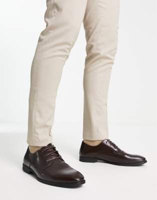  plain formal lace up brogues in dark brown