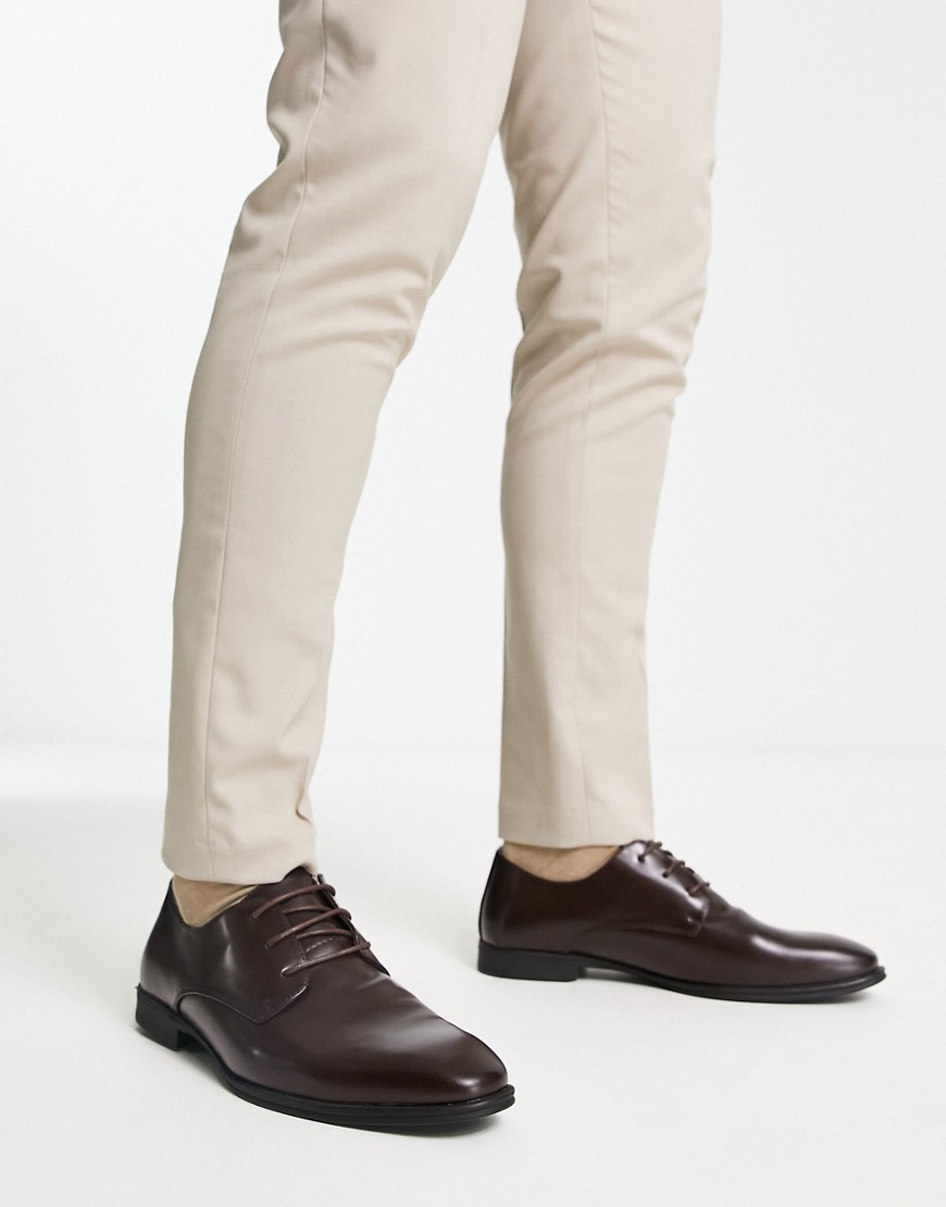 New Look plain formal lace up brogues in dark brown