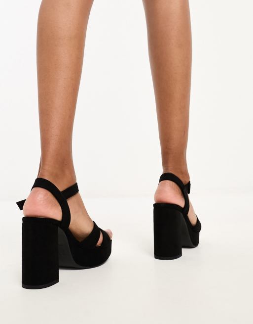 New Look plaited heeled sandals in black | ASOS
