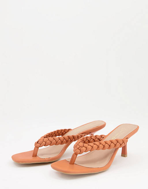 New Look plaited thong sandal in coral