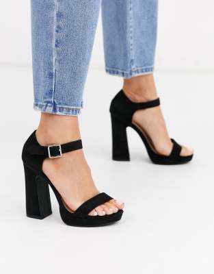new look black block heel sandals