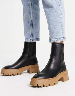 New Look - Platte chelsea boots met contrasterende dikke zool in zwart ...