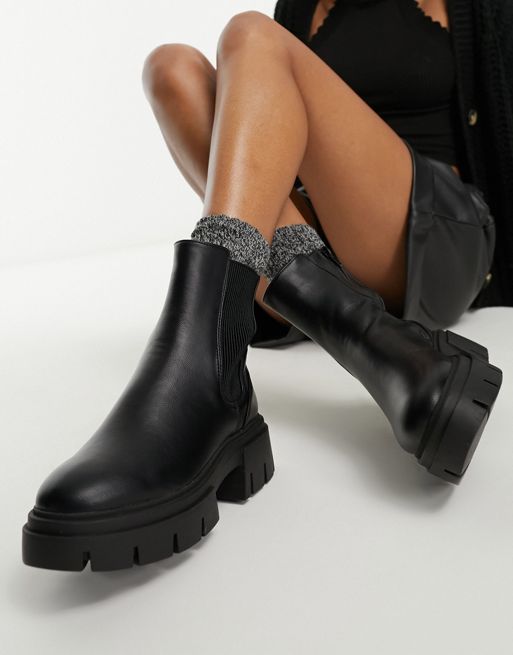 New Look - Platte chelsea boots met dikke zool in zwart