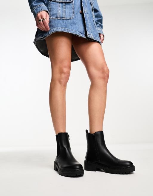 New Look - Platte chelsea boots met dikke zool in zwart, 2 van 4