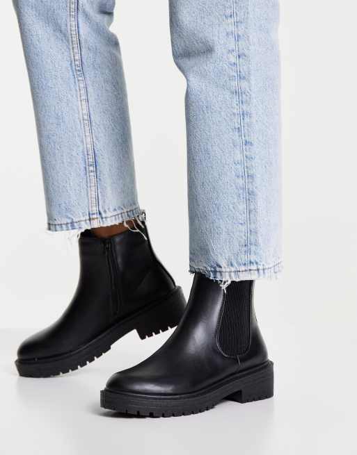 New Look - Platte Chelsea boots met dikke zool in zwart, 4 van 4