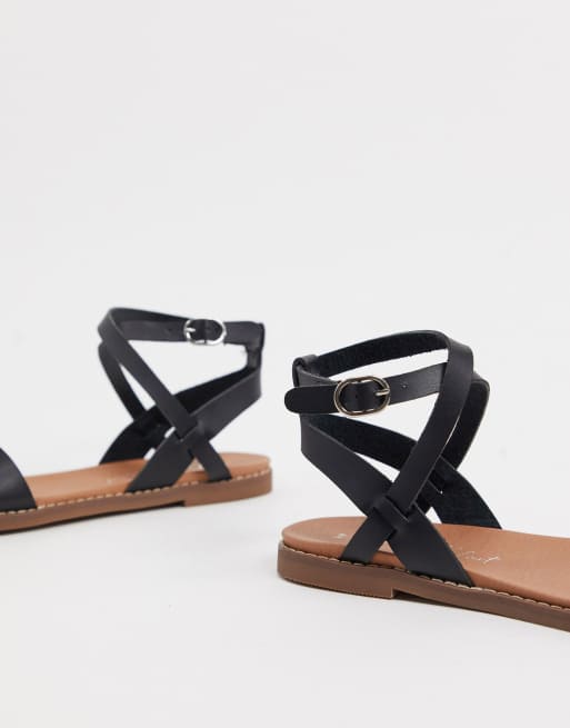 New Look - Platte sandalen met bandjes in zwart, 3 van 4