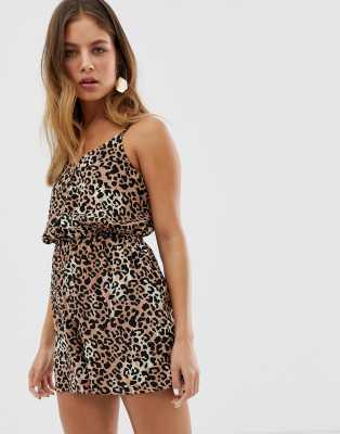 leopard print playsuit new look