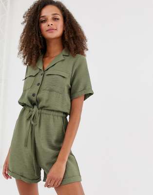 new look khaki playsuit