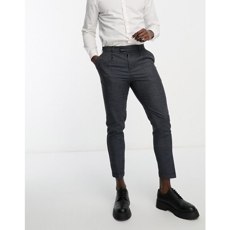 Navy - Jersey Pleat Front Tapered Trousers