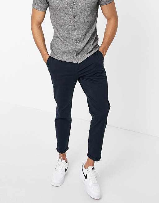 New Look pleated chino pants in navy