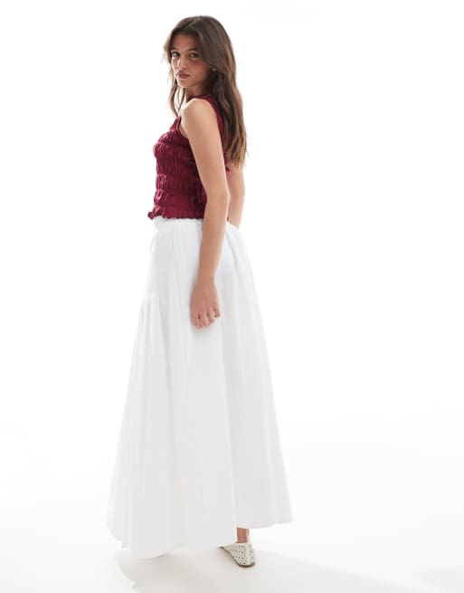 New Look pleated full midi skirt in white, 2 of 5