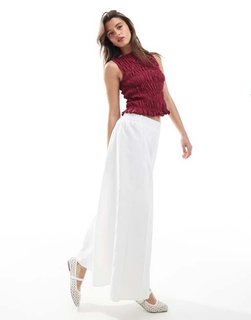 New Look pleated full midi skirt in white, 4 of 5