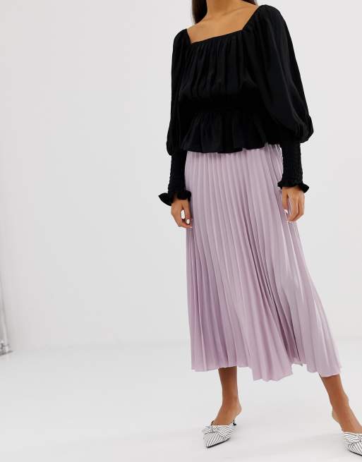 Pleated midi shop skirt lilac