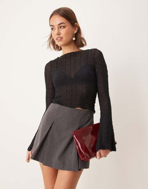 New Look pleated mini skort in dark grey - view 1