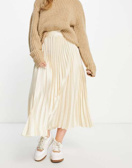 Pleated midi skirt clearance champagne