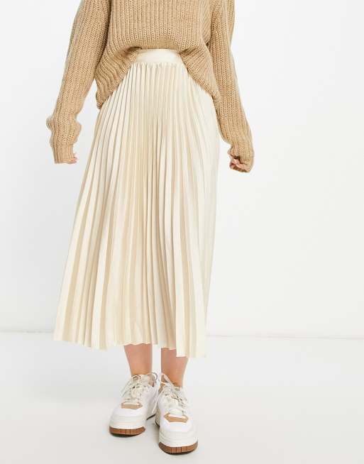 Long pleated 2025 maxi skirt cream