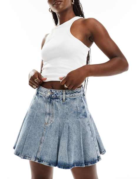 New Look pleated skirt in denim - view 1