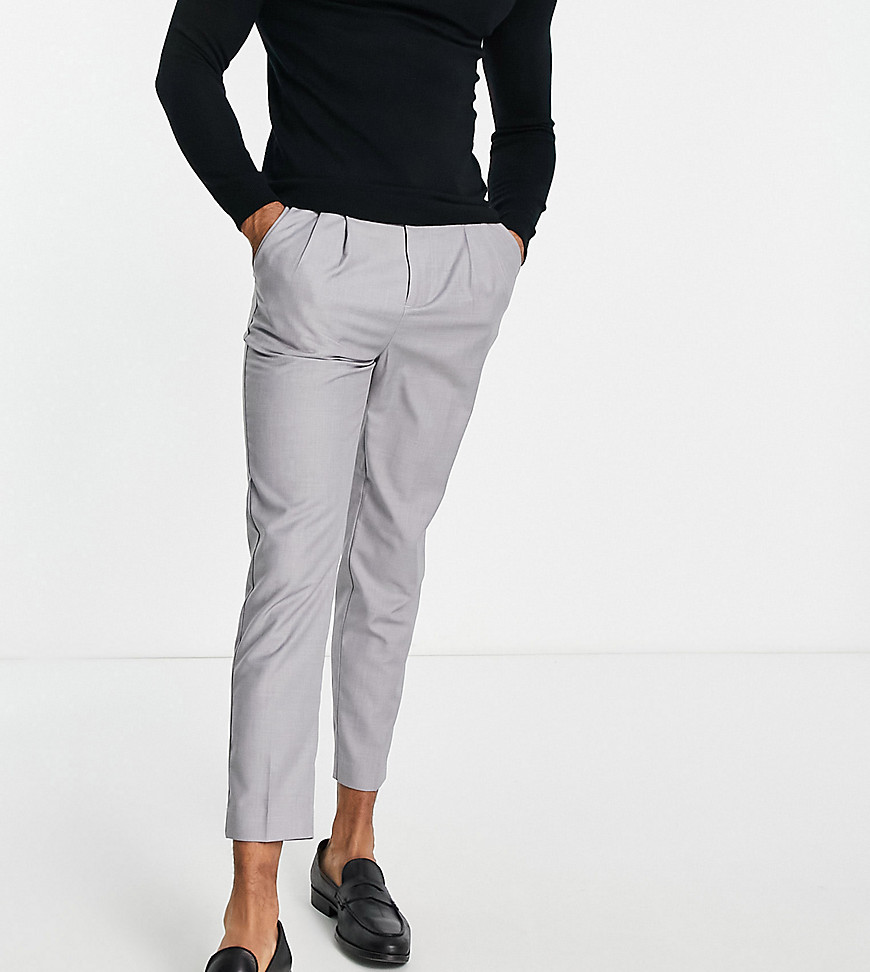 New Look pleated smart pants in gray-Grey