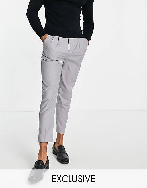 New Look pleated smart trousers in grey