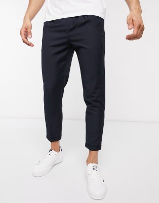 navy trousers pleated asos smart