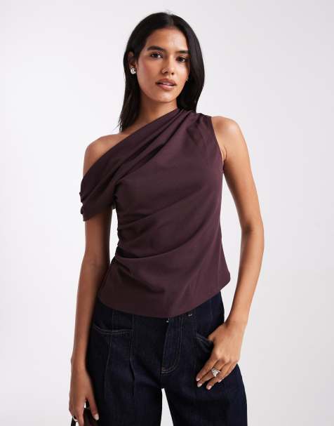 New Look – Plommonfärgad, draperande topp - view 1