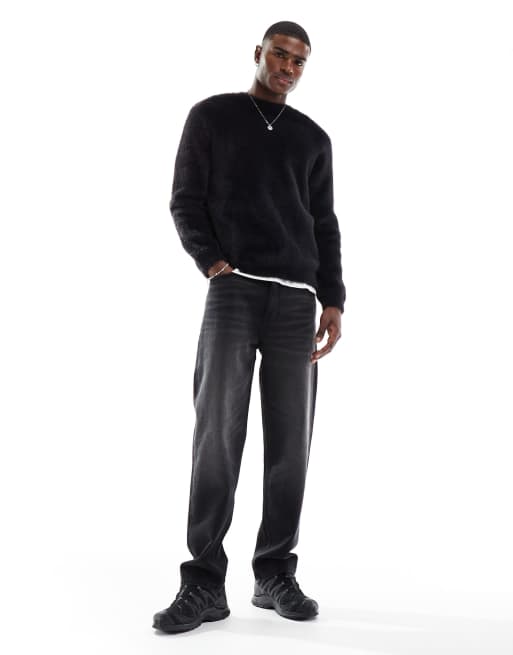 New Look fluffy knit jumper in black